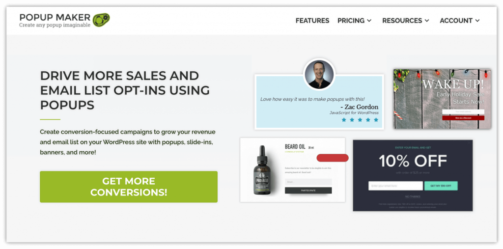 Los 15 mejores complementos emergentes de WordPress para el sitio web de su empresa 3 Popup Maker Plugin