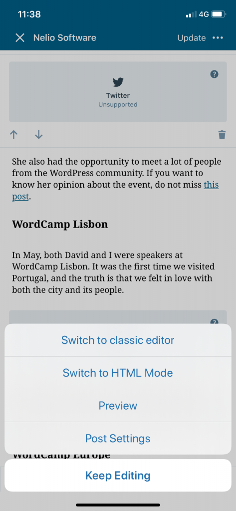 편집기 옵션과의 대화