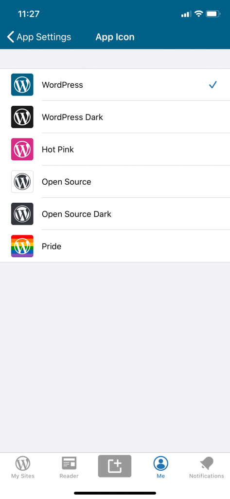 iPhone용 WordPress 앱 아이콘 변경