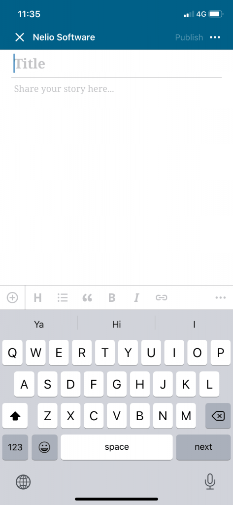 iPhone용 WordPress 앱의 블록 편집기