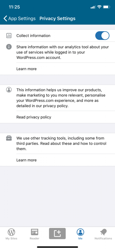 개인 정보 옵션