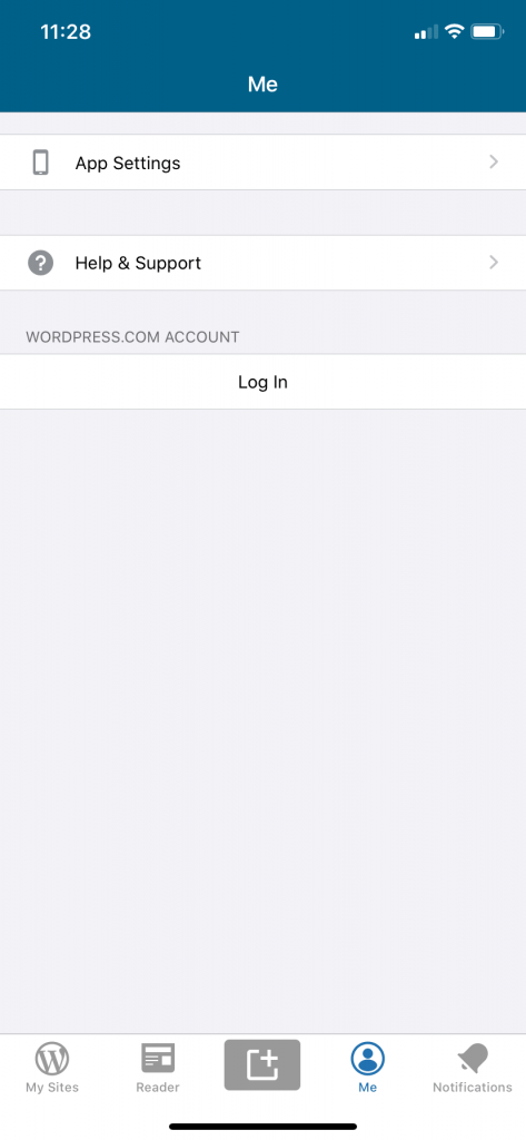 WordPress 앱 옵션 화면