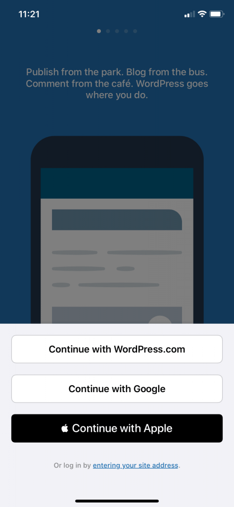 WordPress 사이트에 연결하는 화면