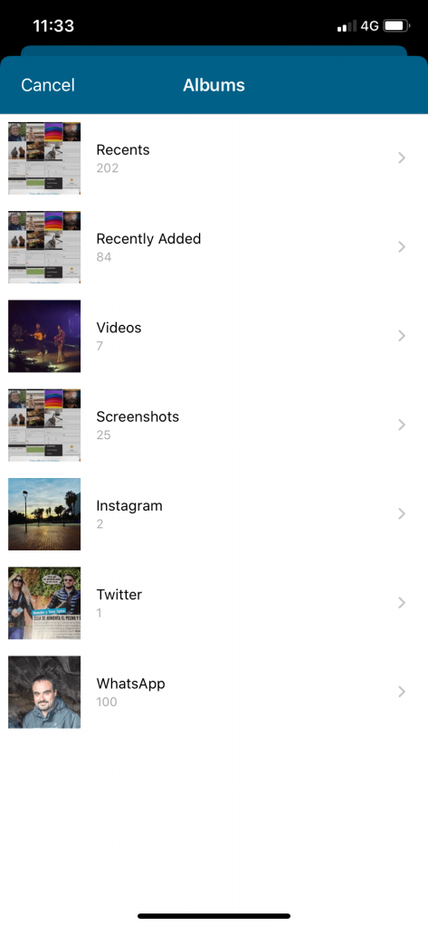 미디어 라이브러리에 업로드할 이미지를 선택할 앨범입니다.