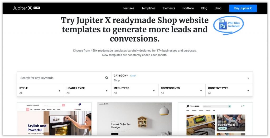전자 상거래 상점을 위한 20가지 최고의 WooCommerce 테마 15 Jupiter X WooCommerce Theme by Artbees