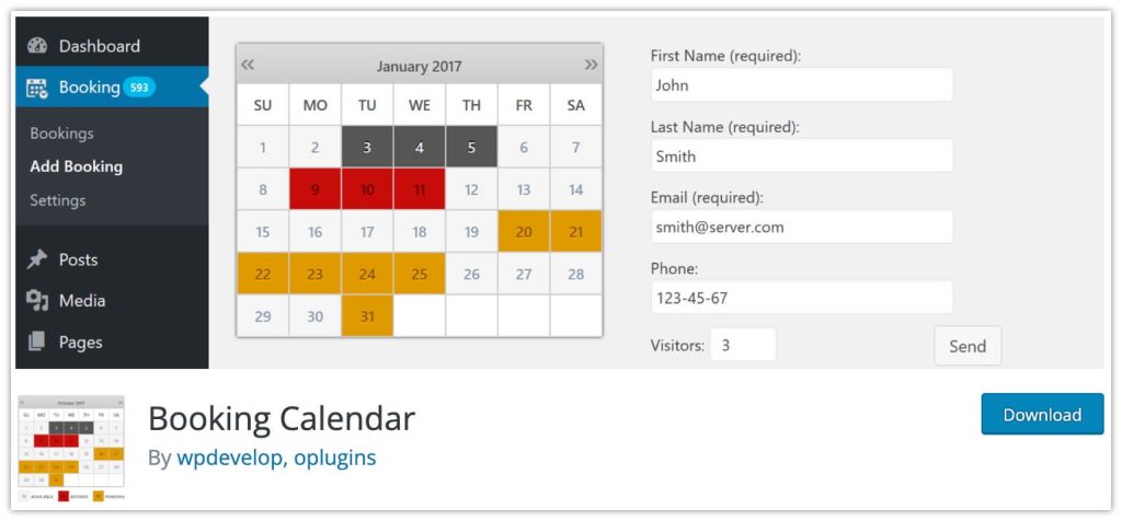 15 個最佳 WordPress 預訂插件來運行您的業務約會 1 WP Booking Calendar Plugin