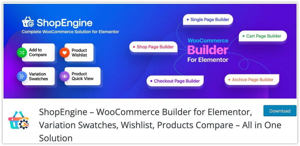 Top 15 najlepszych dodatków do Elementora dla Twojej witryny WordPress 14 ShopEngine – WooCommerce Builder for Elementor, Variation Swatches, Wishlist, Products Compare – All in One Solution