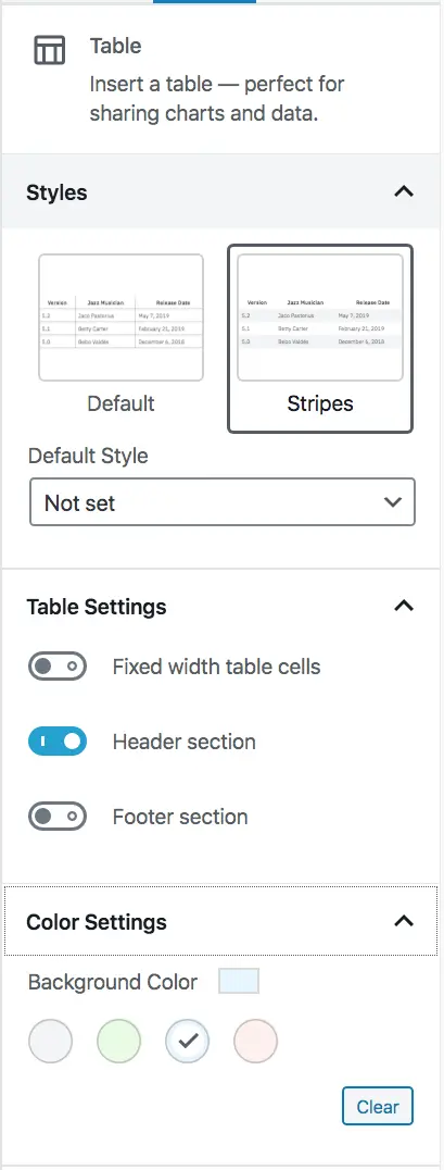 Tabelleneigenschaften