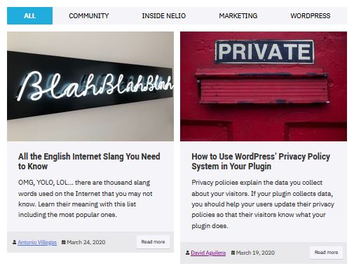 Nelio 博客中的帖子及其摘录。