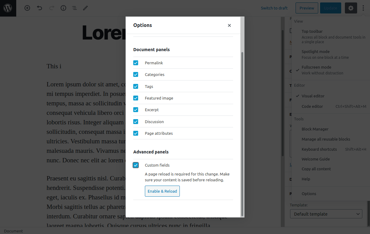 グーテンベルクでカスタムフィールドをアクティブ化する方法