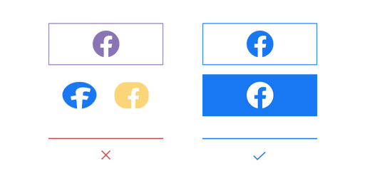 Примеры того, что можно и что нельзя делать с логотипом Facebook.