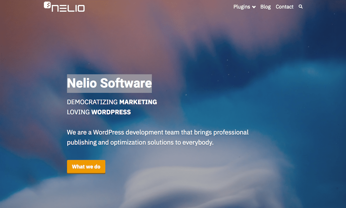 Captura de pantalla de la web de Nelio Software.