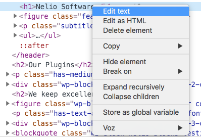 Editar el texto de un elemento en una página.