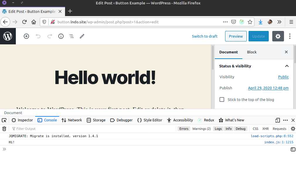 Comprobación rápida de que el guión está pegado y funcionando
