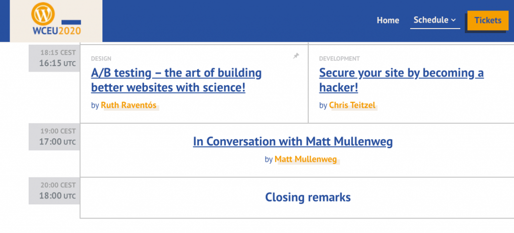 То, что Рут сделала презентацию своего выступления на WCEU 2020 непосредственно перед Мэттом Малленвегом, является примером хорошей работы, которую он проделал, чтобы мы присутствовали на этом мероприятии.