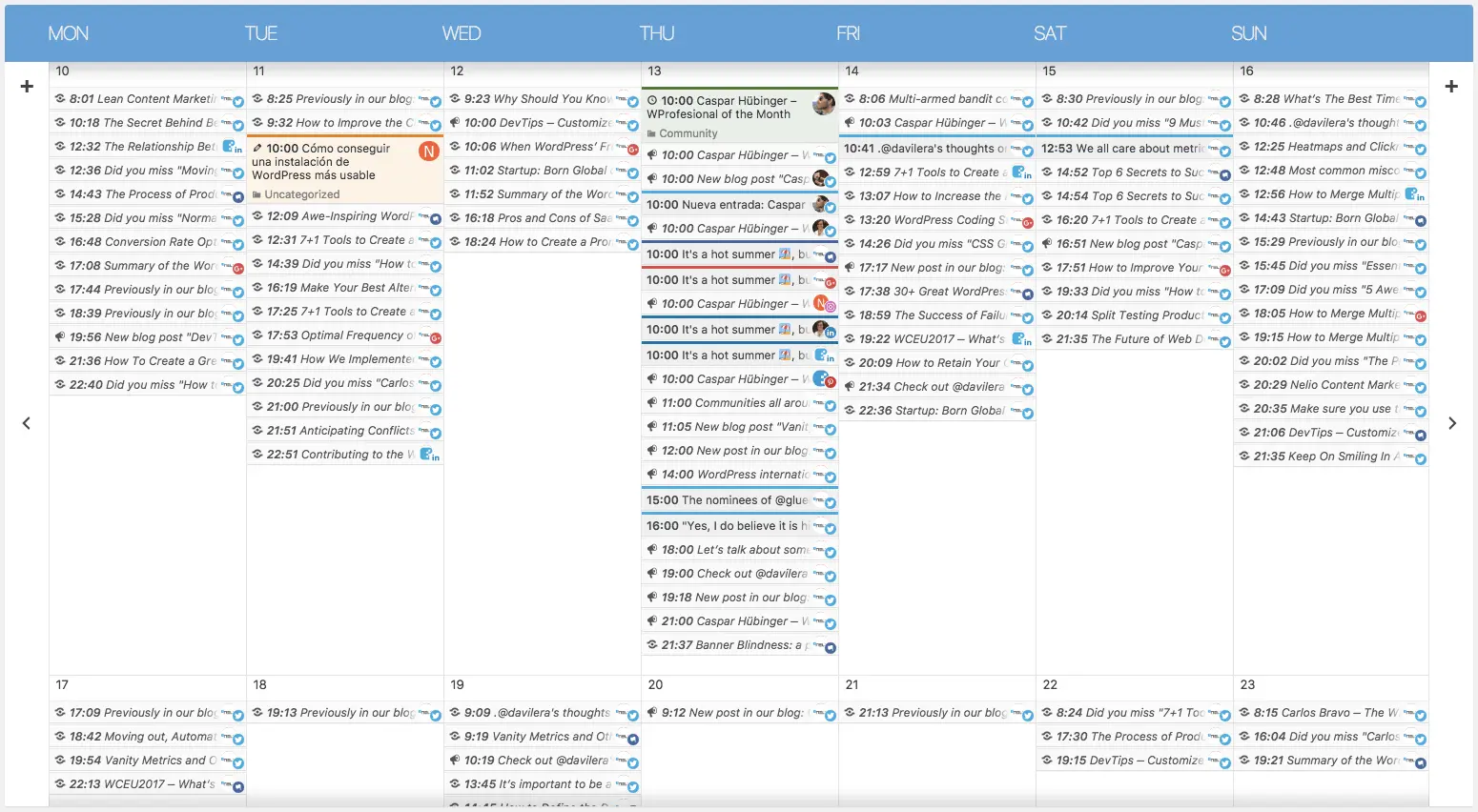 帶有自動消息的編輯日曆