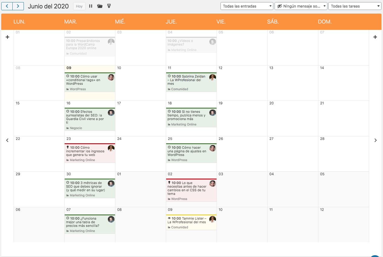 Calendario 社论 de Nelio Content