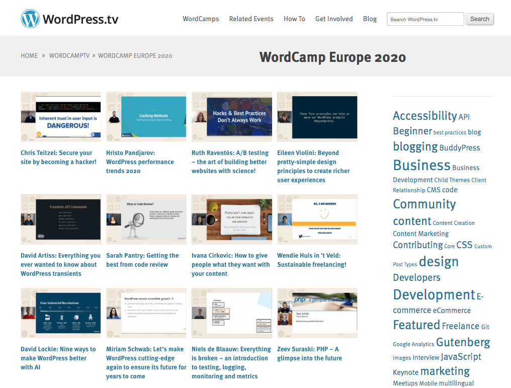 Quelques conférences du WordCamp Europe 2020.