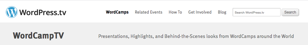 Menu du site WordPress.tv