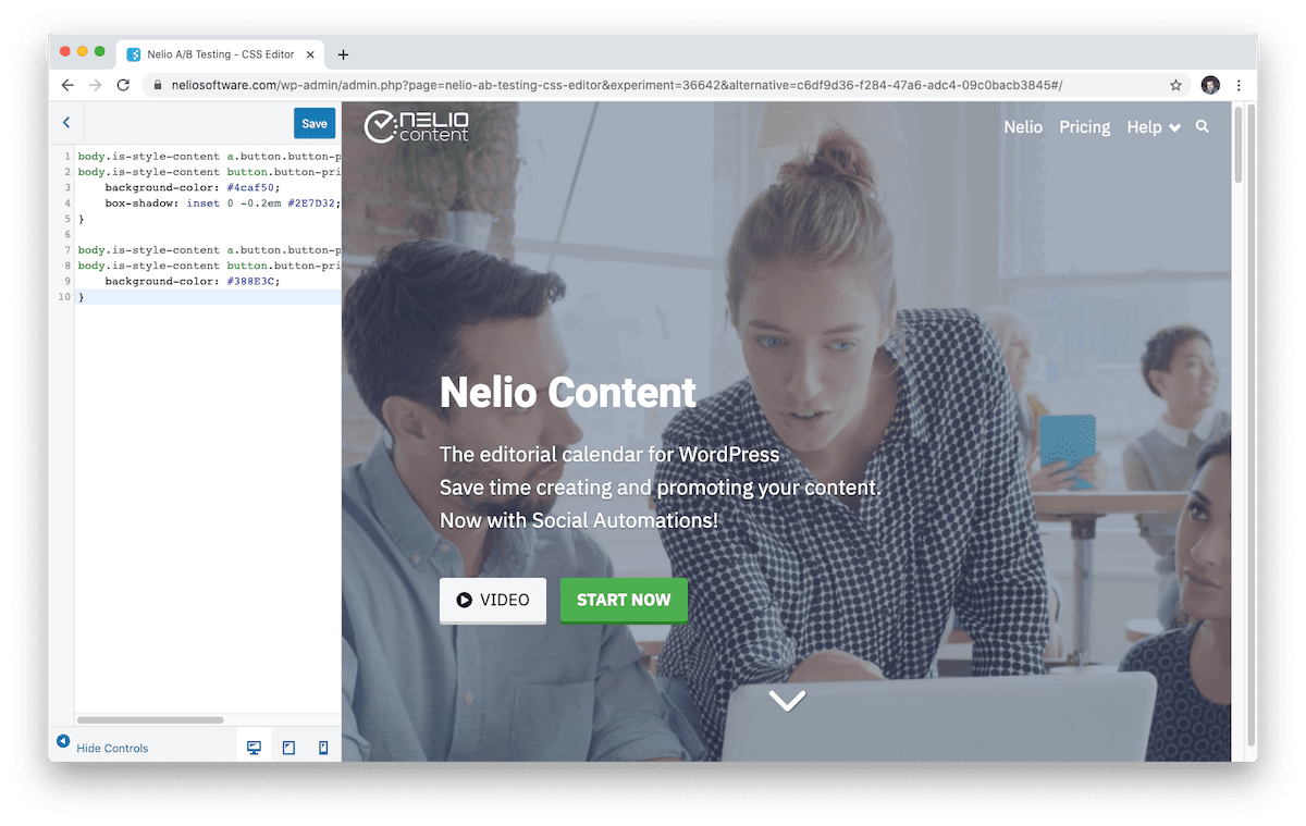 Versi dengan tombol aksi berwarna hijau.