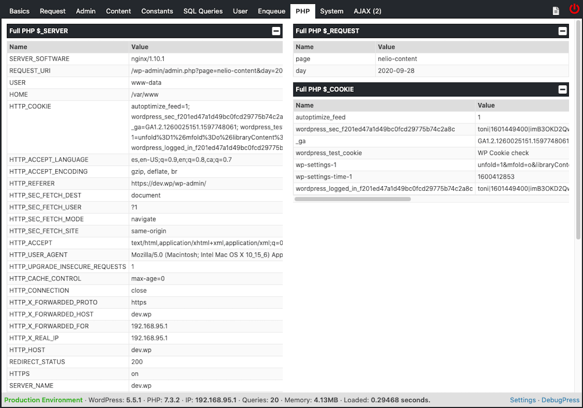 DebugPress PHP Dashboard.