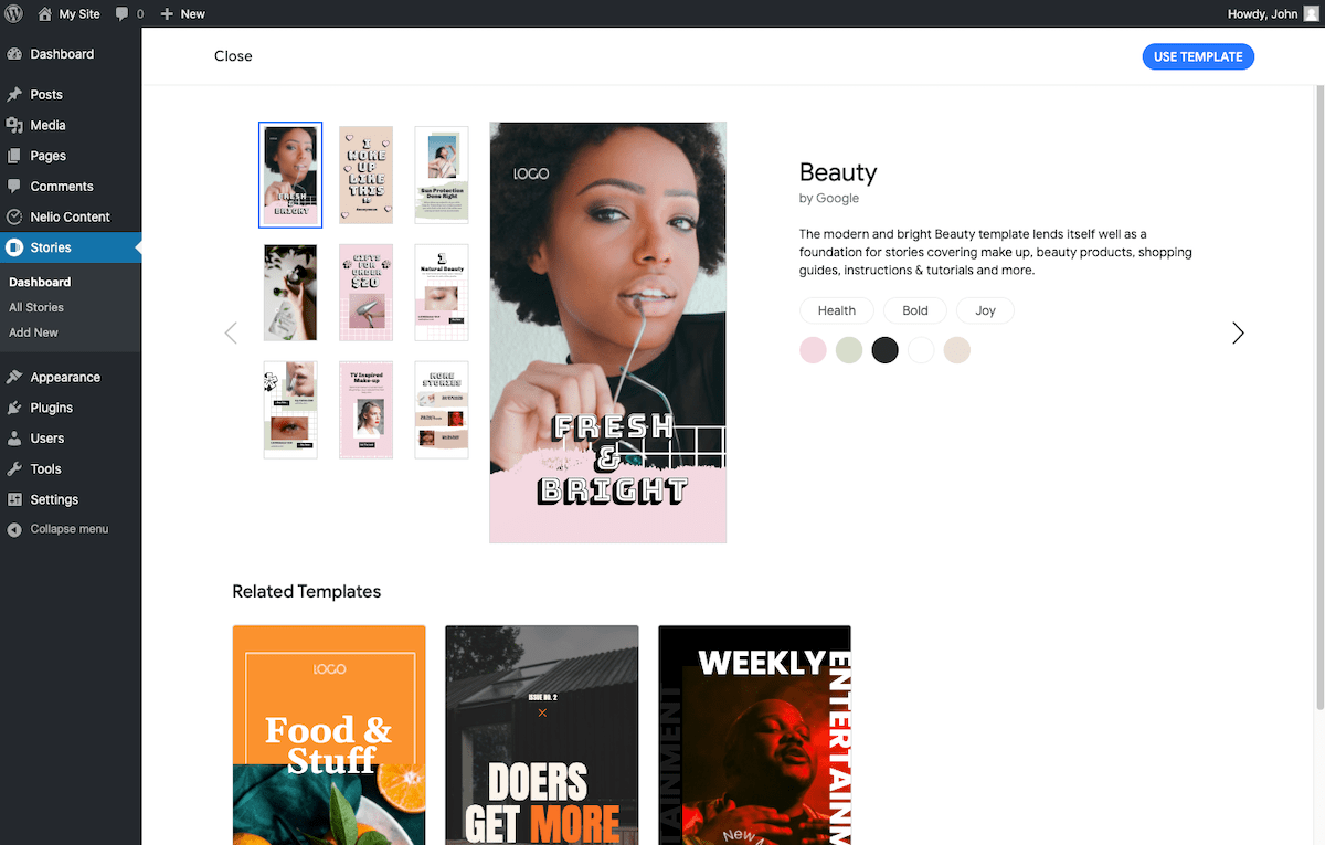 تفاصيل القصص الواردة في قالب محدد مسبقًا.