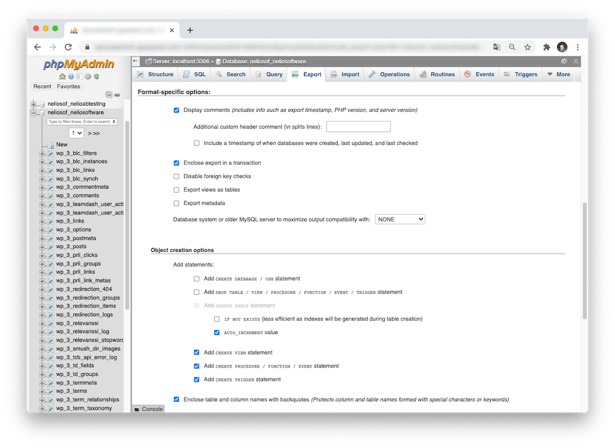 Impostazioni aggiuntive quando selezioniamo l'opzione personalizzata durante l'esportazione.