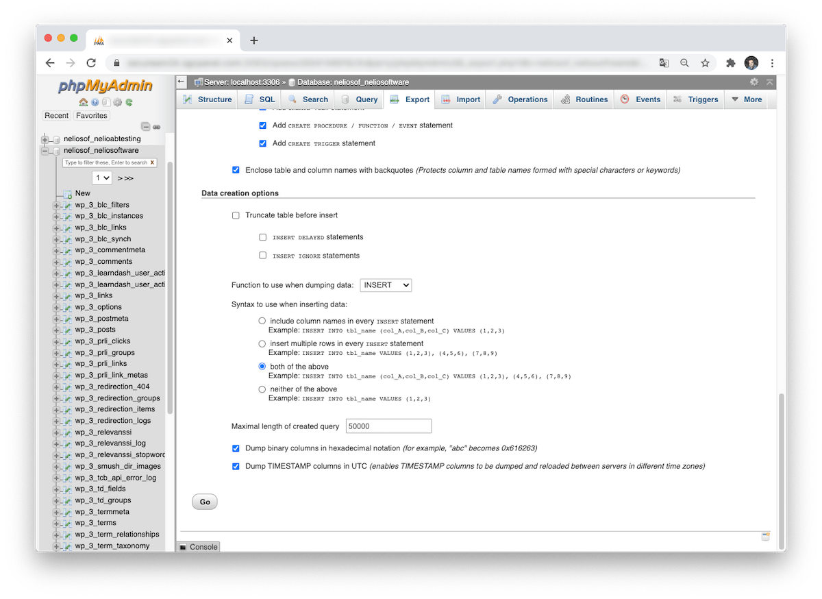 Impostazioni aggiuntive quando selezioniamo l'opzione personalizzata durante l'esportazione.