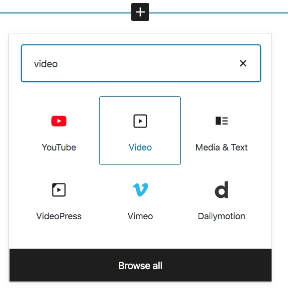 ビデオタイプのブロック。