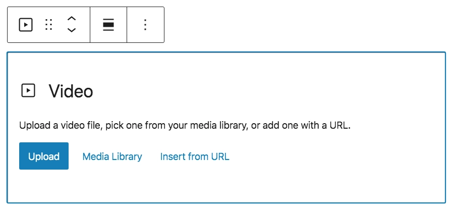 ブロックエディタでビデオブロックを追加する方法のSchreenshot