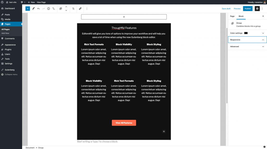 Blok dibangun ke dalam editor.