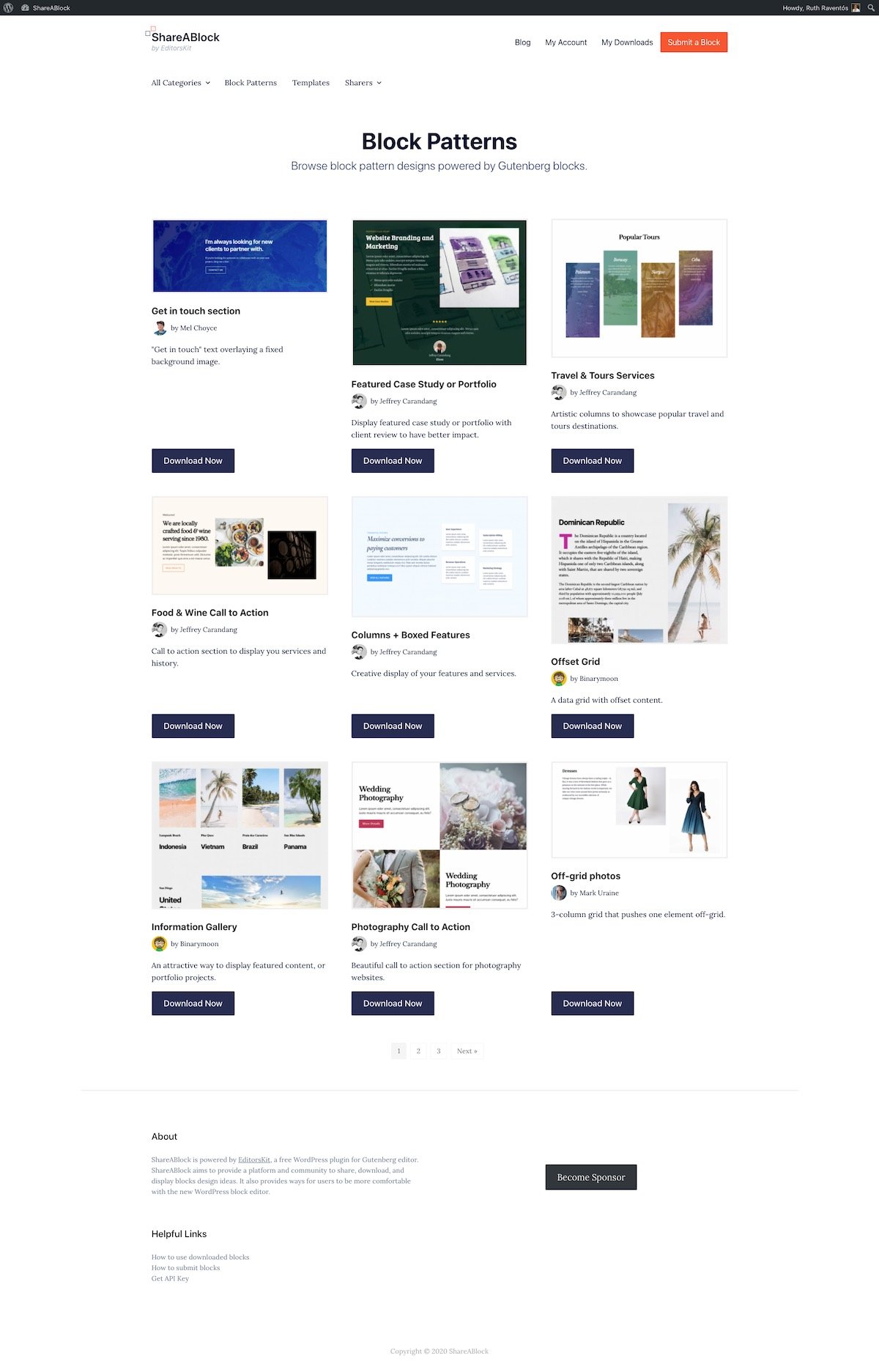 Tangkapan layar situs web Shareablock