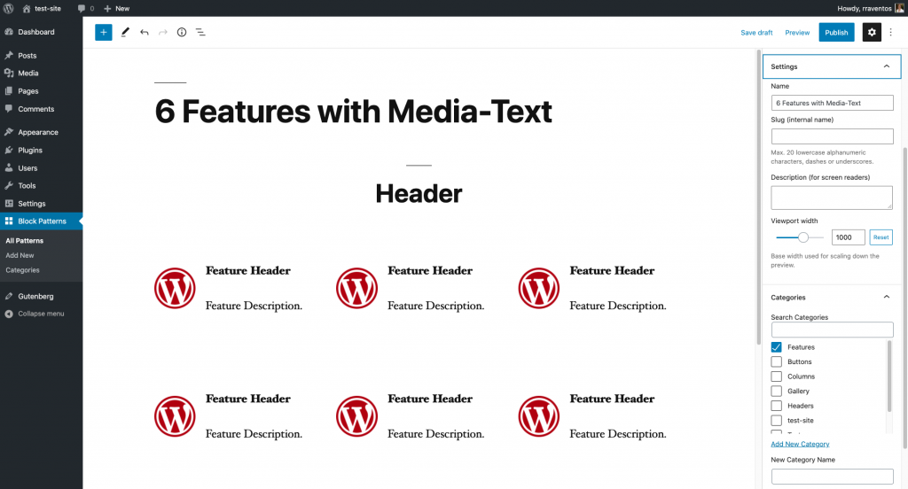 Pola dibuat dengan plugin BlockMeister Block Pattern Builder