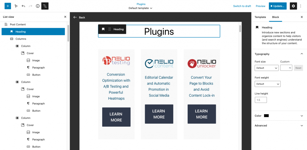 Conception d'un modèle dans WordPress