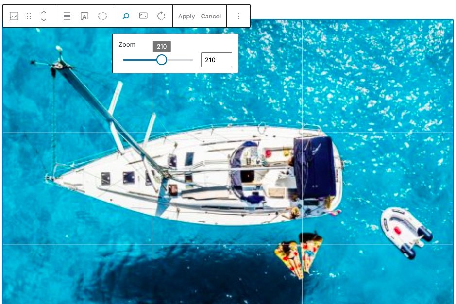 Capture d'écran de l'édition d'une image dans l'éditeur de blocs