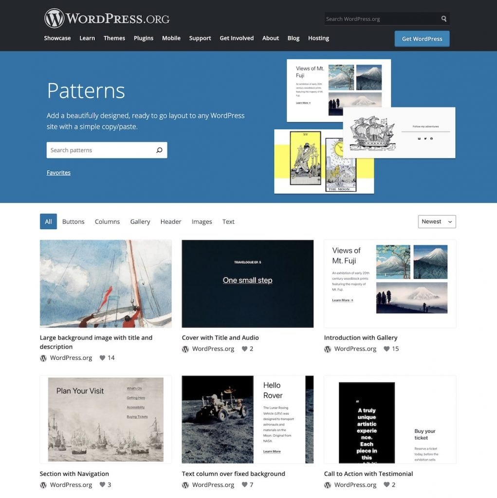 WordPress.org 上的模式目录