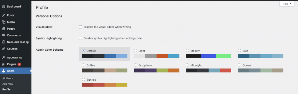 Schémas de couleurs WordPress