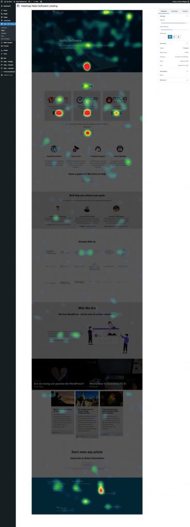 我们网站主页的热图。