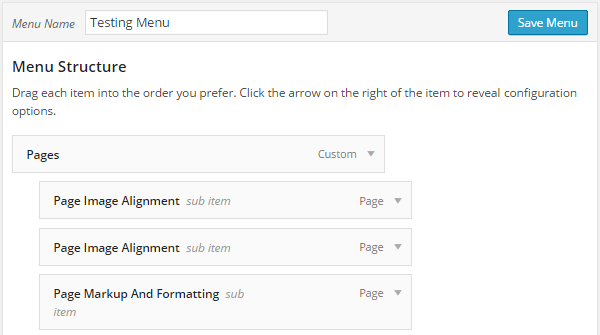 เลเยอร์ WordPress Menu Editor