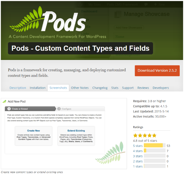Pods - 自定义内容类型和字段
