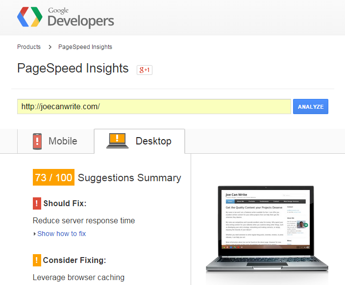 Google PageSpeed ​​​​Desktop ก่อน