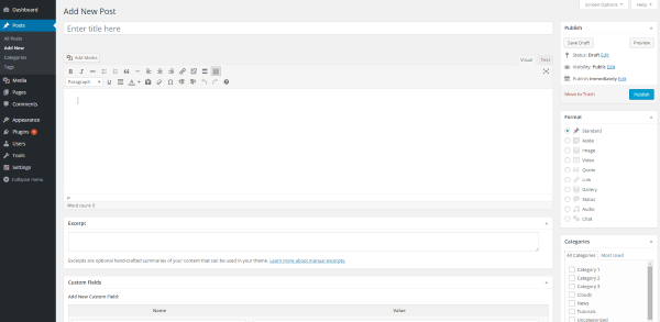 发布您的内容 wordpress