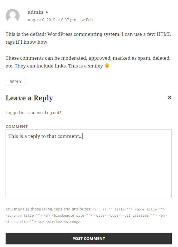 默认的 WordPress 评论系统