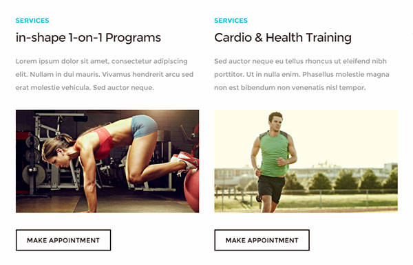 Servizi del sito web di personal trainer
