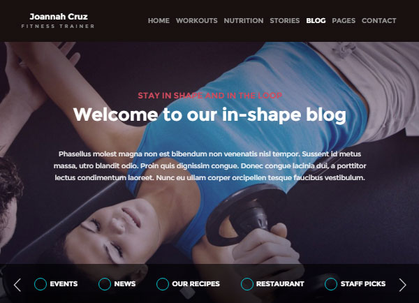 Blog del sito web del personal trainer