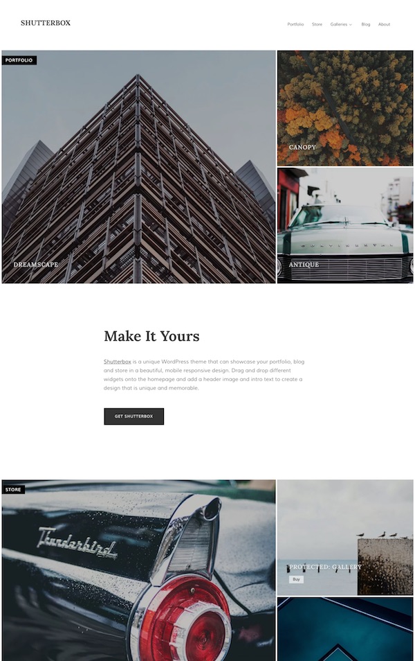ธีม wordpress การถ่ายภาพของ shutterbox