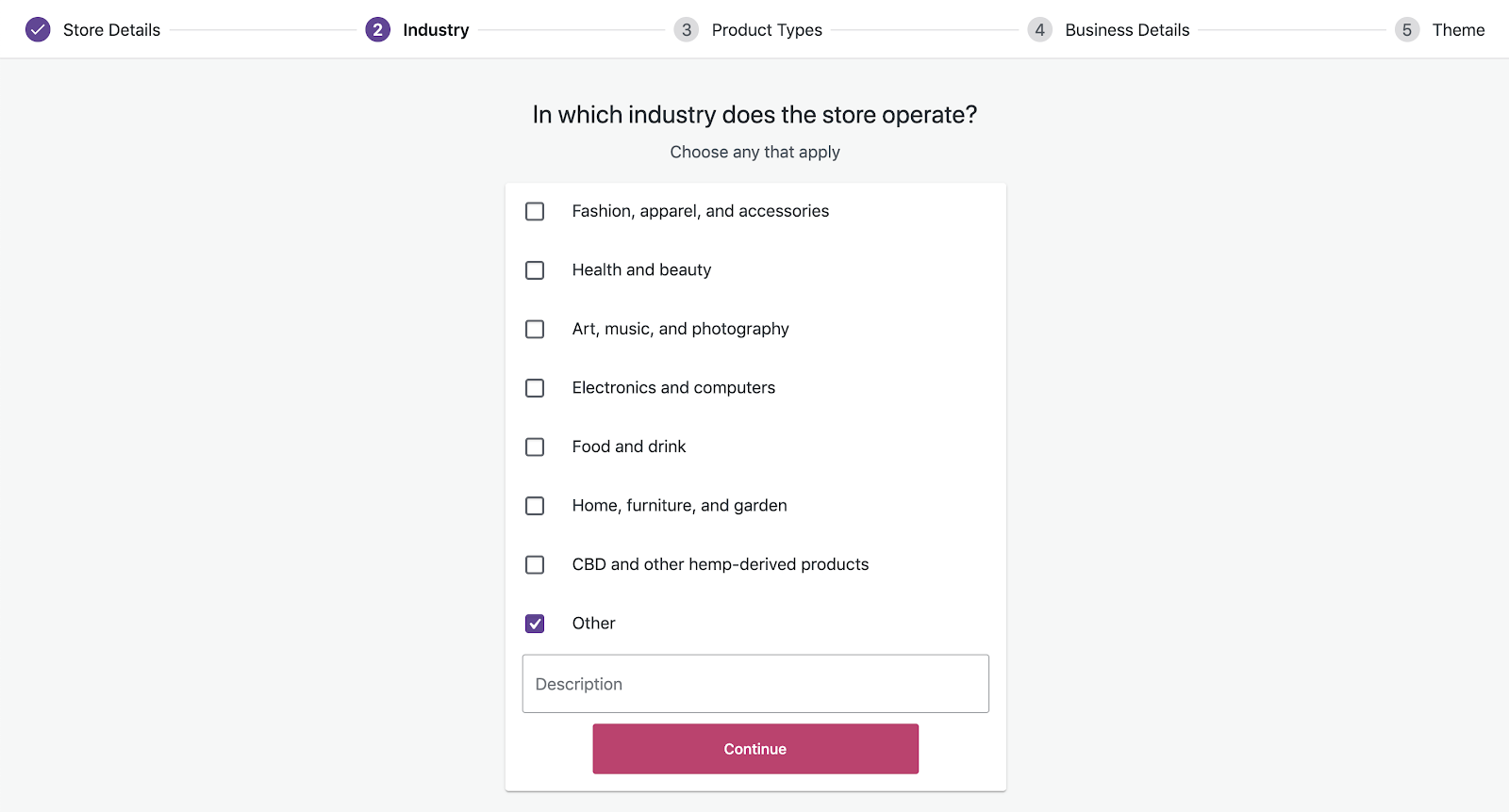 выбор отрасли в wordpress-woocommerce-магазине