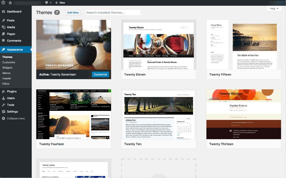 Kostenloses WordPress-Themes-Dashboard
