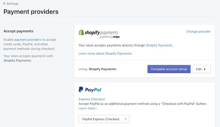 ผู้ให้บริการชำระเงินของ Shopify