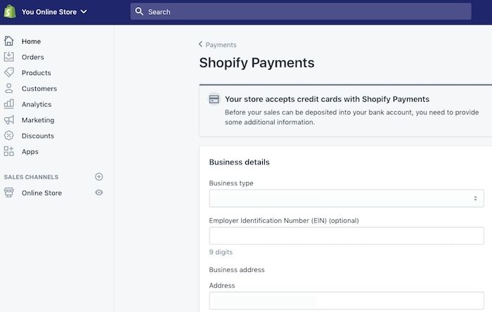 การตั้งค่าการชำระเงินของ Shopify